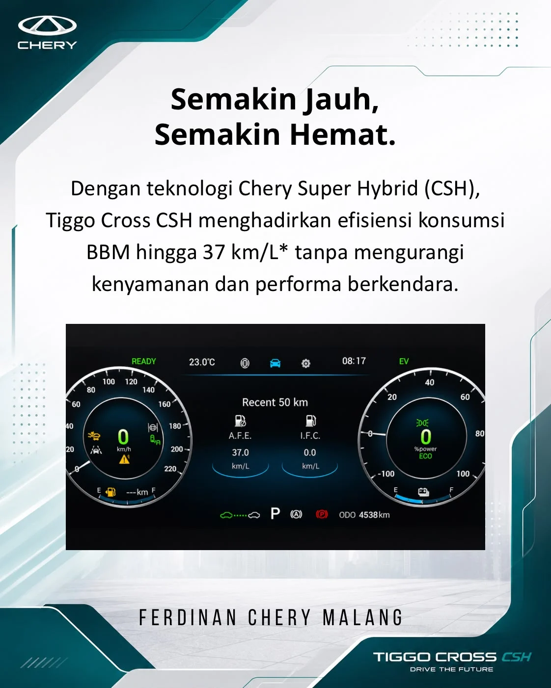 Tiggo Cross CSH 1 liter untuk 37 kilometer